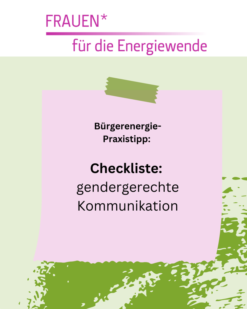 Haftnotiz mit der Aufschrift "Checkliste: Gendergerechte Kommunikation"